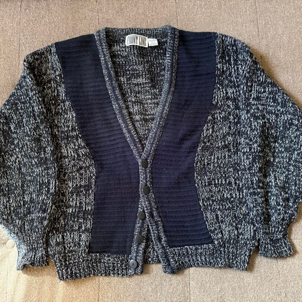 Men's Navy and Blue Cardigan